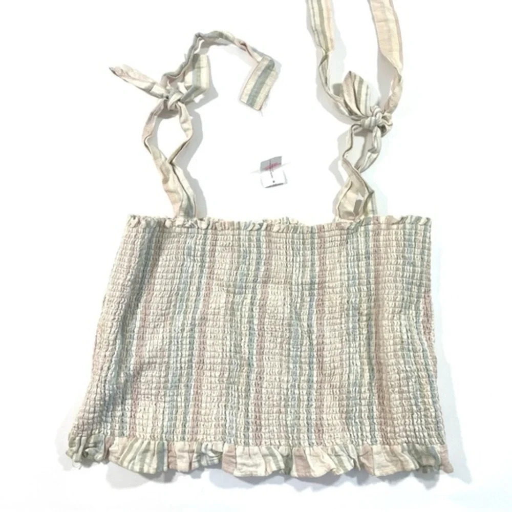 New American Eagle Smocked Tank Top Size XXL Tie Strap